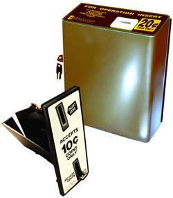 Abberfield Coin Validators showing CS20 Coin Selector and 10 Serices Coin Validator Housing